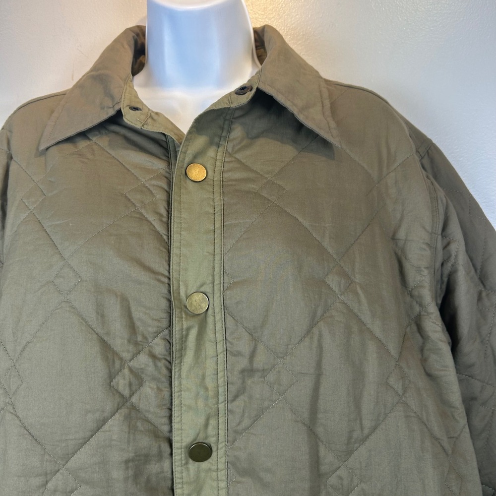 Wishlist Olive Green Quilted Barn Jacket Cargo Pockets M/L Utility Shacket - Picture 4 of 13